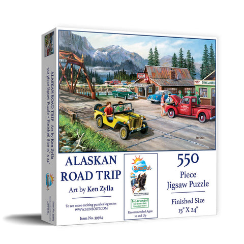 SUNSOUT INC - Alaskan Road Trip - 550 pc Jigsaw Puzzle by Artist: Ken Zylla - Finished Size 15" x 24" - MPN# 39364