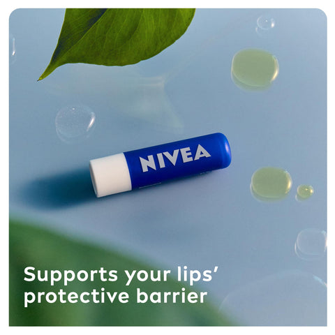 NIVEA Lip Balm Original Care (4.8g) Lip Balm Deeply Hydrates Lips for 24h+, with 100% Natural Origin Ingredients, Shea Butter, and Vitamins, Lip Care