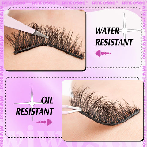 wiwoseo Self Adhesive Eyelashes No Glue Needed False Lashes Natural Look Lash Extensions Reuseable Self Adhesive Lashes Waterproof Wispy Fluffy Lashes with Tweezer 3 Pairs Pack