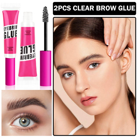 CAHIUYOA 2PCS Brow Gel Kit Tinted Eyebrow Gel Thickening Brow Mascara Clear Setting Brow Glue Kit Quickly Shape Natural Eyebrows - 09 Transparent Brow Glue