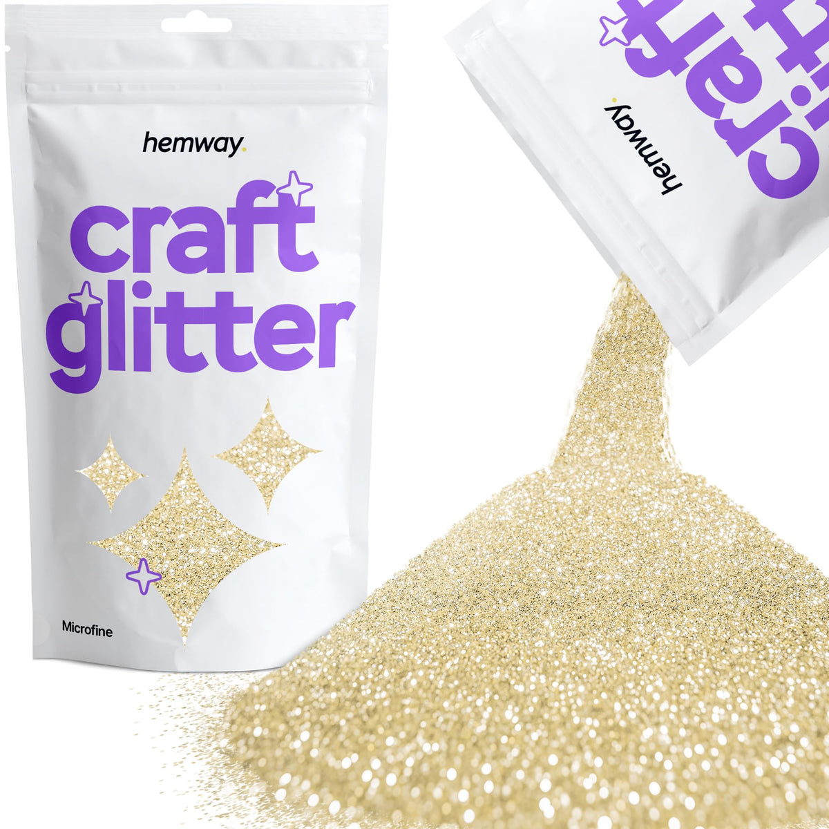 Hemway Craft Glitter 100g / 3.5oz Glitter Flakes for Arts Crafts Tumblers Resin Epoxy Scrapbook Glass Schools Paper Halloween Decorations - Microfine (1/256" 0.004" 0.1mm) - Champagne Gold