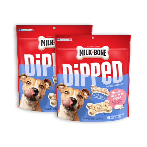 Milk-Bone Dipped Dog Biscuits Baked With Vanilla Yogurt, 32 Ounces (Pack of 2)