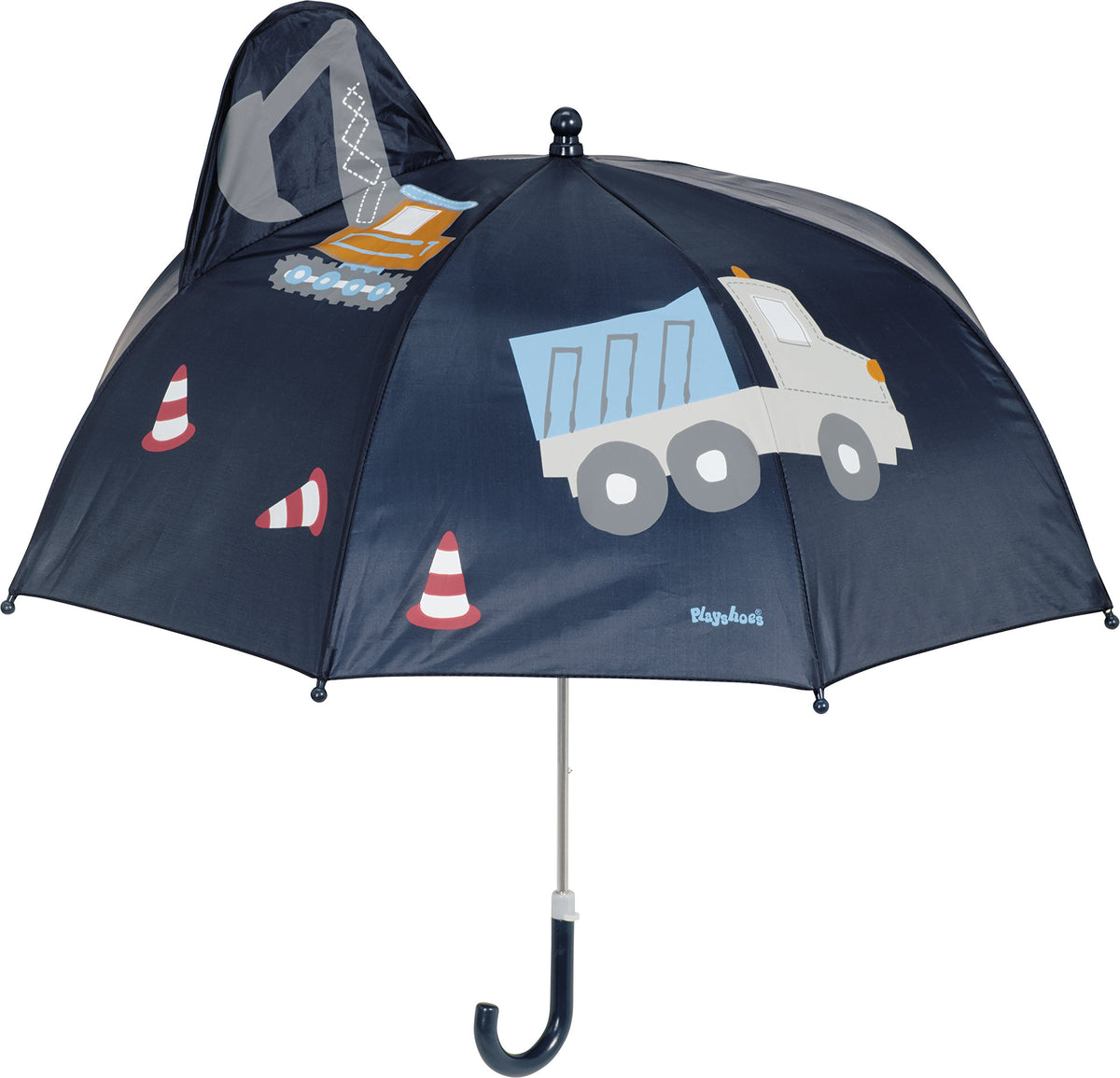 Playshoes Unisex Kids 3D umbrella construction site 448548, 11 - Navy, One size