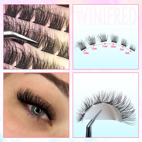 Fluffy Lash Clusters Mink Cluster Eyelash Extensions Cat Eye Individual Lashes Thick Volume Lash Extension DIY Left & Right Wispy Eyelash Clusters by Winifred (8-14mm)