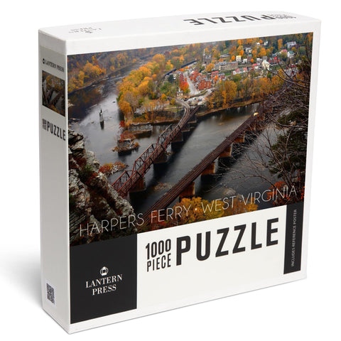 Harpers Ferry, West Virginia, Bird's Eye View (1000 Piece Puzzle, Challenging Jigsaw Puzzle for Adults, Made in USA)