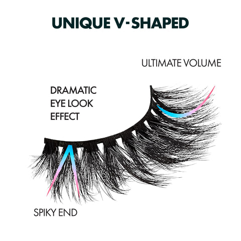 i-ENVY Fales Lashes, V-Shaped Volume Strip Lashes Dramatic Spiky Trendy Extension Soft Reusable Eye Lashes, Cat Eye Fluffy Fake Lashes (02)