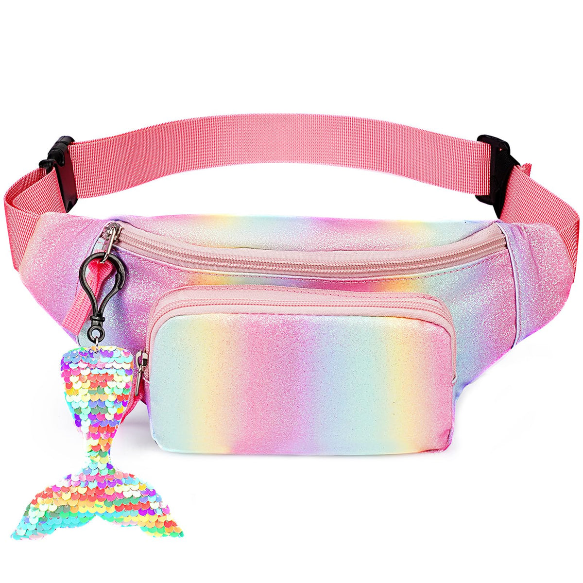 cotmcor Kids Fanny Pack for Girls, Cute Waist Bag with Mermaid Pendant Gift