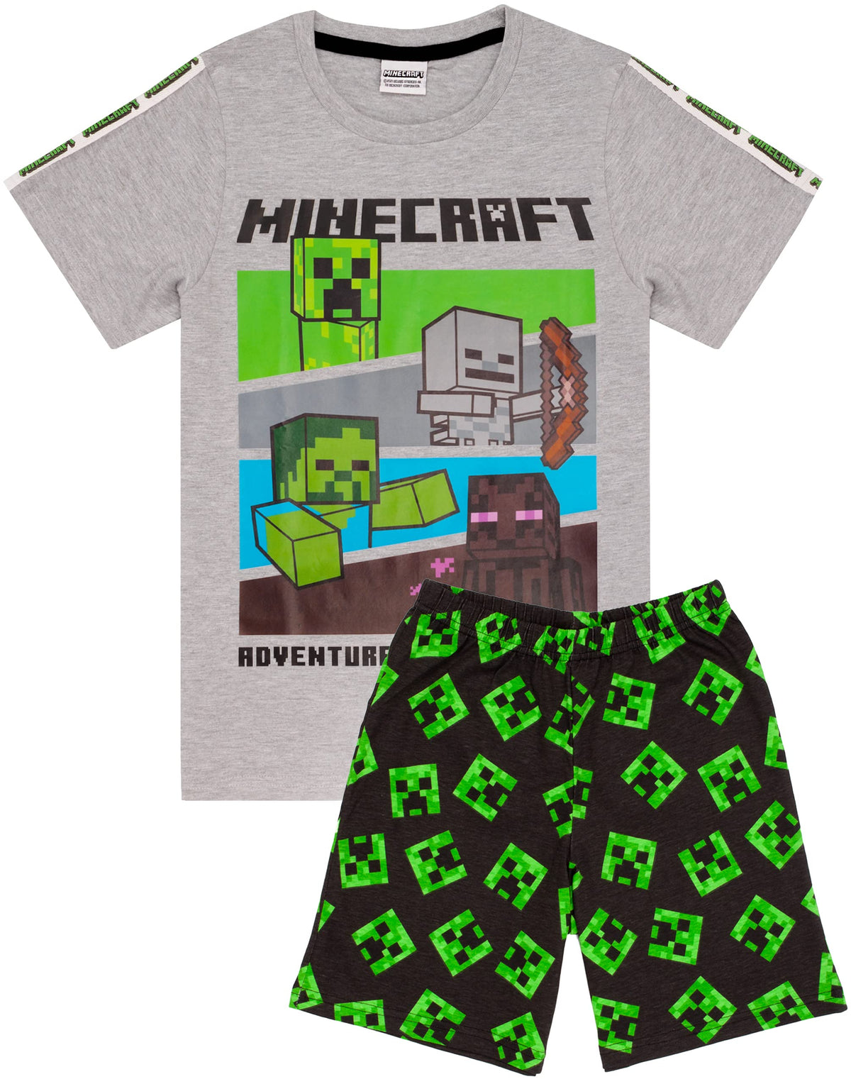 Minecraft Pajamas Boys 4 Design Options Kids Top Shorts Gamer PJs 7-8 Years Grey Pyjamas