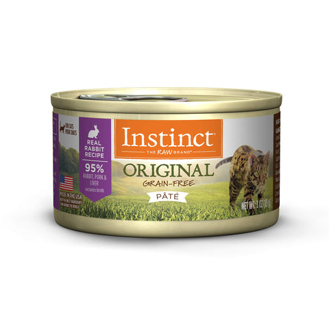 Instinct Grain Free Wet Cat Food Pate, Original Natural Canned Cat Food, Rabbit, 3 oz (Case of 24)