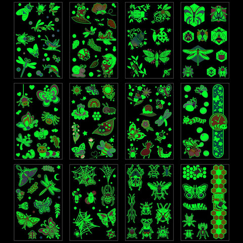 Konsait 12 Sheets Insect Tattoos Glow in the Dark Tattoos, Bugs Tattoos for Kids, Butterfly Bees Spider Tattoos Insect Party Favors, Bug Party Favors for Kids