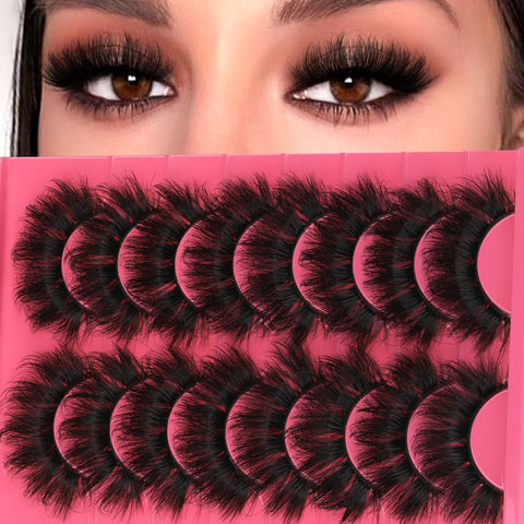 Eyelashes Fluffy Mink Lashes Dramatic Full Volume False Eyelashes 6D Faux Mink Eye Lash 18mm Long Lashes Pack 8 Pairs by Winifred