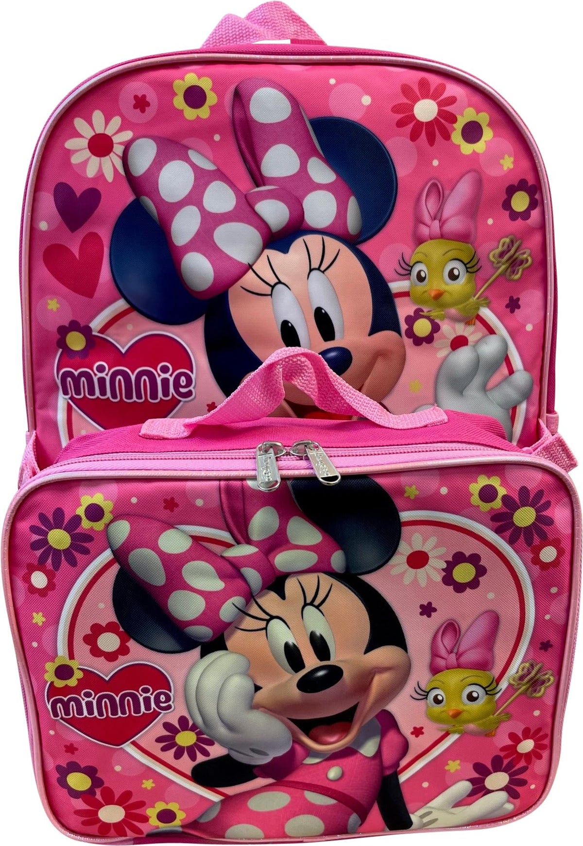 Ruz Group Kid's Licensed 16 Inch Backpack With Removable Lunch Box Set (Minnie Mouse Pink)