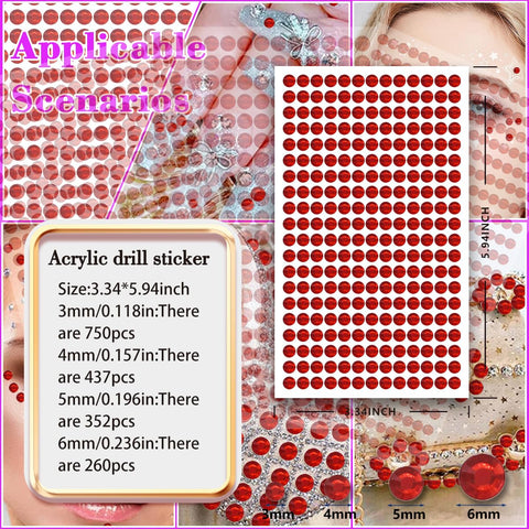 1792 Pcs Self Adhesive Rhinestones for Makeup Face Gems Stick on Face Jewels Eyes Gems Face Stickers Dotting Tools for Nail Art Body Eye Makeup Crafts Decoration Stick on Body Crystal Jewels (Big Red?