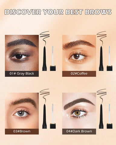 2-in-1 Eyebrow Gel & Brow Pencil, Micro Retractable Eyebrow Pencil Brown Waterproof Brow Gel,Ultra Fine Long Lasting for Perfect Eye Liner Brows Women Makeup Eyebrows Shaper Filler with Brow Razor-03