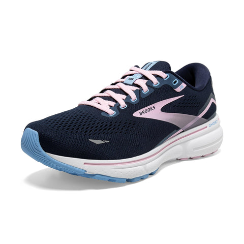 Brooks Women's Ghost 15 Neutral Running Shoe - Peacoat/Pink/Open Air - 7 Medium