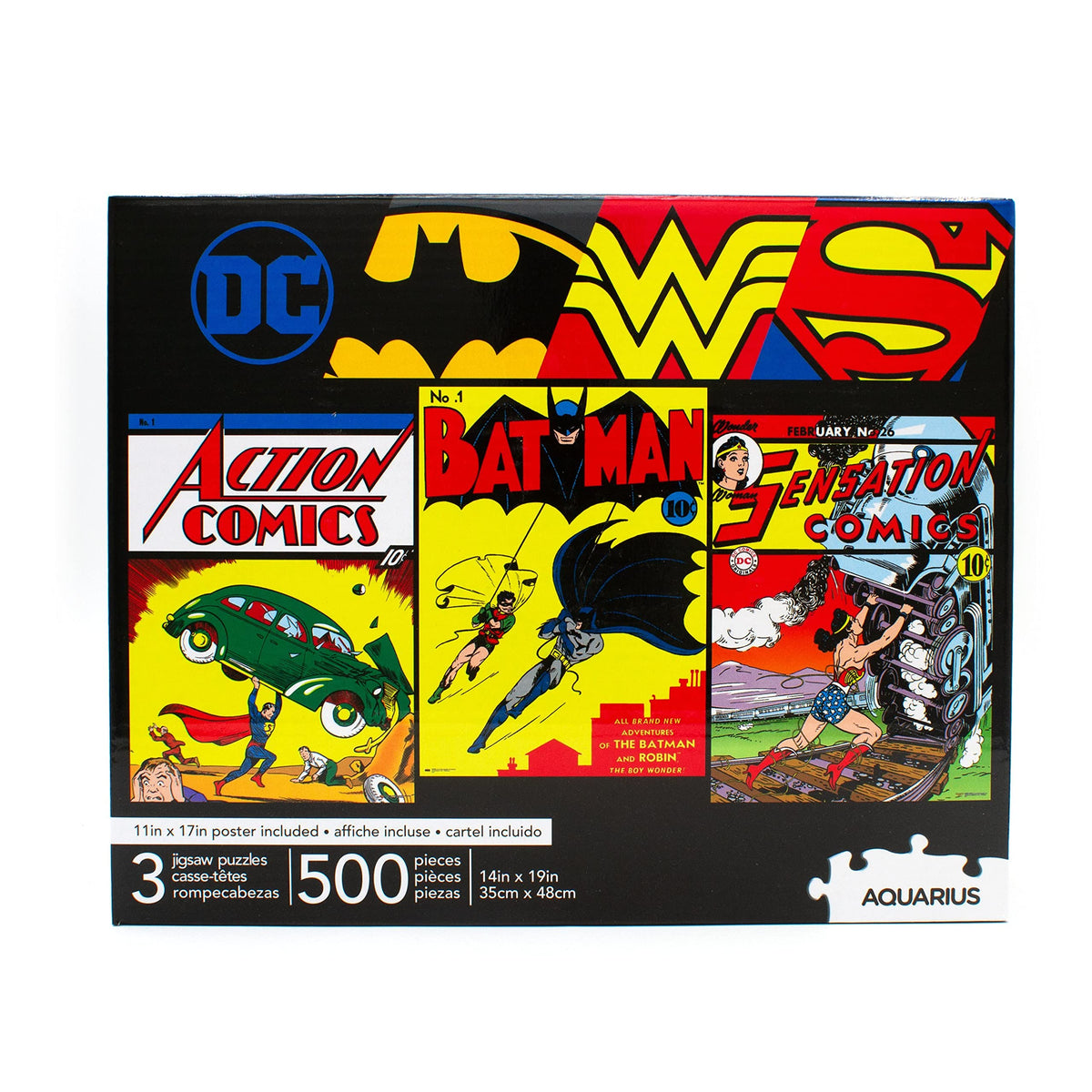 Aquarius Set of 3 DC Comics Puzzles (Three 500 Piece Jigsaw Puzzles) - Glare Free - Precision Fit - Officially Licensed DC Comics Merchandise & Collectibles - 14 x 19 Inches