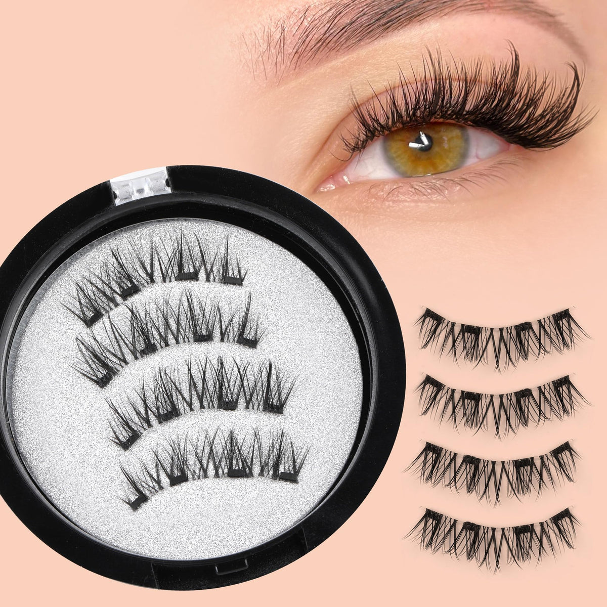 wiwoseo Magnetic Eyelashes Natural Look Magnetic Lashes No Glue or Eyeliner Needed Magnetic Eyelashes without Eyeliner Magnetic Lashes Natural Look Reusable Magnetic Eyelashes