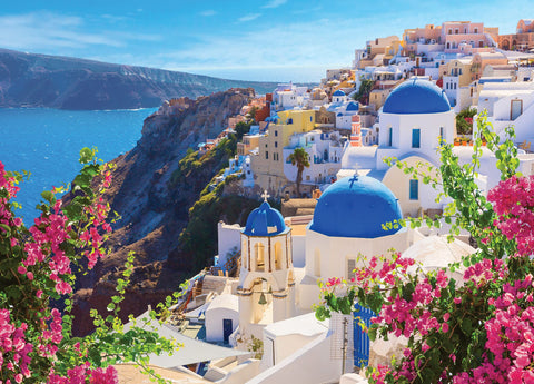 Masterpieces 1000 Piece Greece Jigsaw Puzzle for Adults, Family, Or Kids - Santorini Spring - 19.25"x26.75"