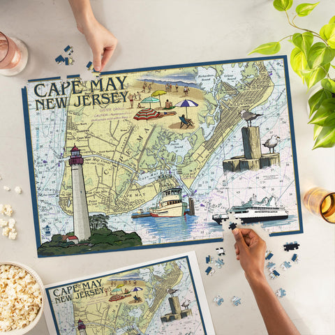 Cape May, New Jersey, Nautical Chart (1000 Piece Puzzle, Challenging Jigsaw Puzzle for Adults, Made in USA)