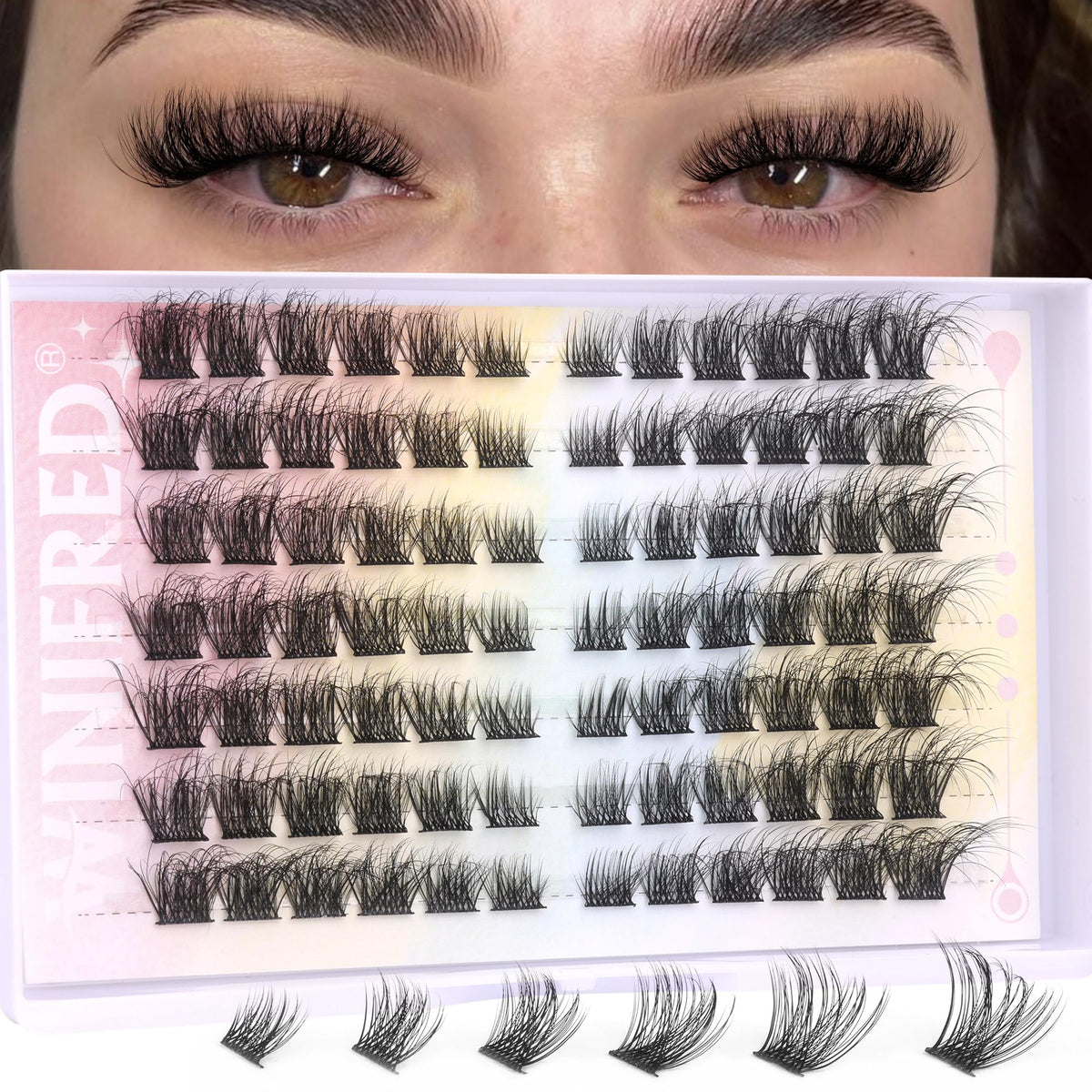 Fluffy Lash Clusters Mink Cluster Eyelash Extensions Cat Eye Individual Lashes Thick Volume Lash Extension DIY Left & Right Wispy Eyelash Clusters by Winifred (8-14mm)