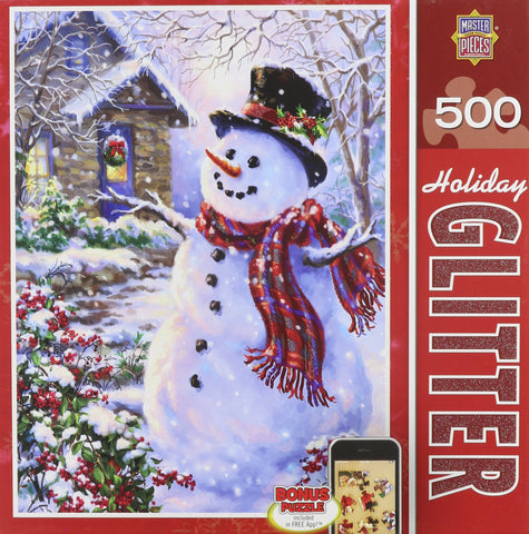 MasterPieces Holiday Glitter Let it Snow - Snowman 500 Piece Jigsaw Puzzle by Dona Gelsinger