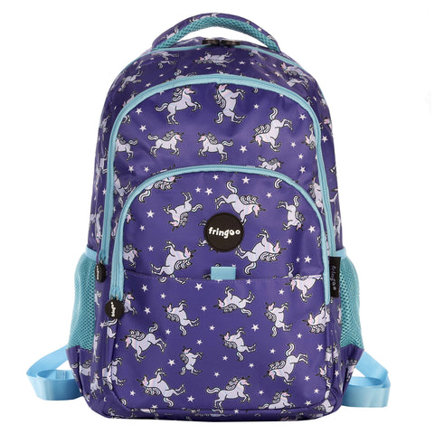 Fringoo® Girls Boys Multi-compartment School Backpack Waterproof Fits Laptop 17'' (H:44cm*L:29cm*W:21cm, Unicorn Sky)