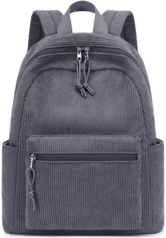 Bluboon Girls Mini Backpack Womens Small Backpack Purse Teens Cute Casual School Bookbag, Corduroy Grey, Mini, Fashion