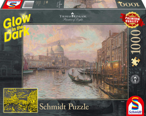 Schmidt Spiele 59499 Thomas Kinkade Streets of Venice Glow in The Dark 1000 Piece Jigsaw Puzzle, Multicoloured