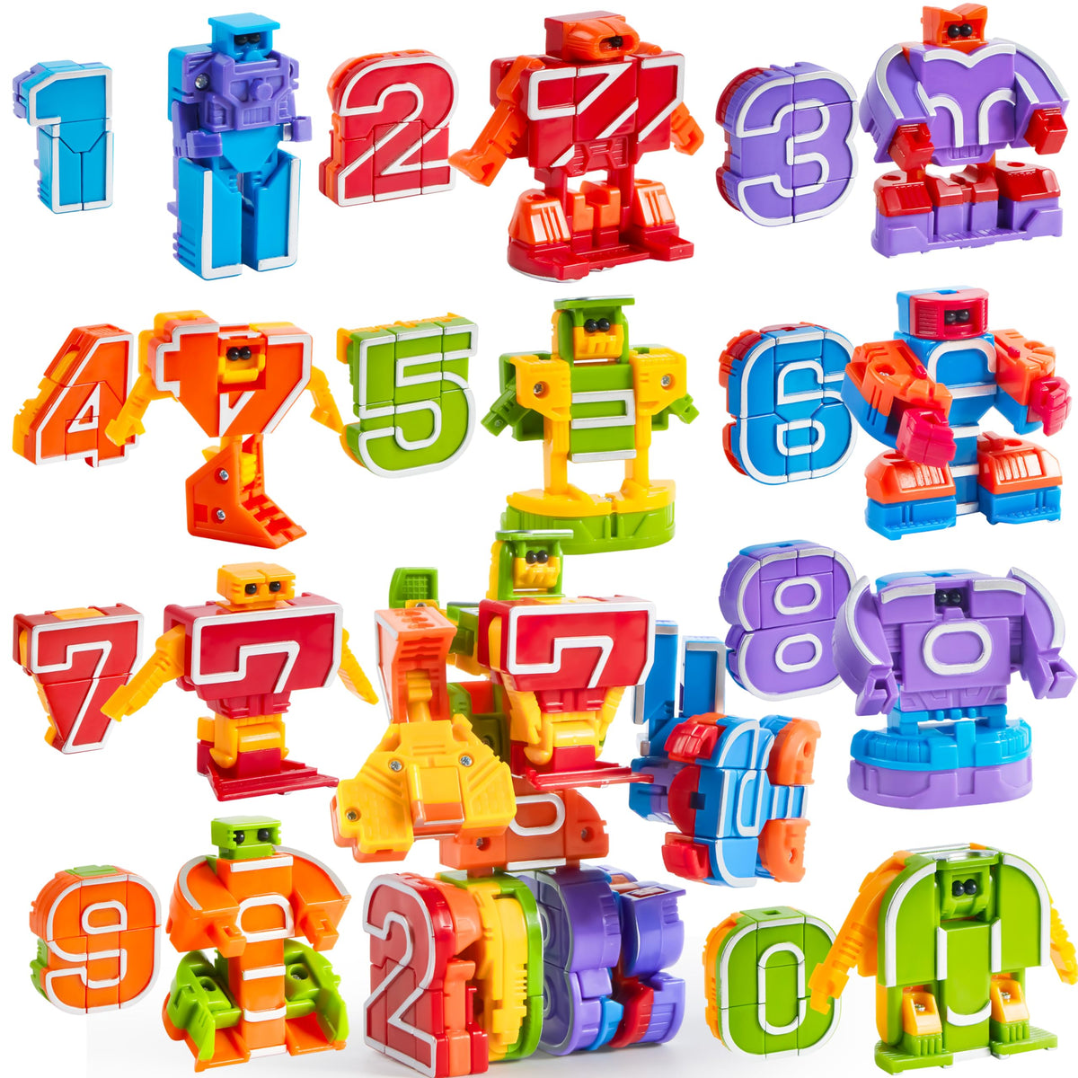 JOYIN 10 Pcs Number Bots Toys, Number Bots, Action Figure Learning Toys, Number Robots Toys, Educational Toy, Gifts for Kids Boys Girls 3 4 5 6 Years Old