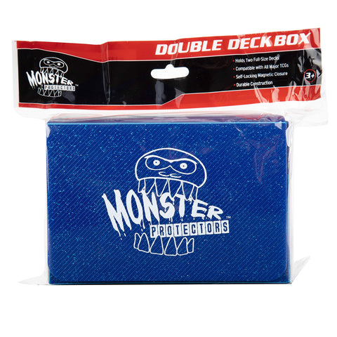 Monster Protectors Magnetic Double Trading Card Deck Box (BLUE Glitter) w 2 Removable Deck Sleeves- Holds 150 Gaming TCGs-Yugioh, MTG, Magic the Gathering, PokÃƒÂ©mon - Durable Riveted Construction