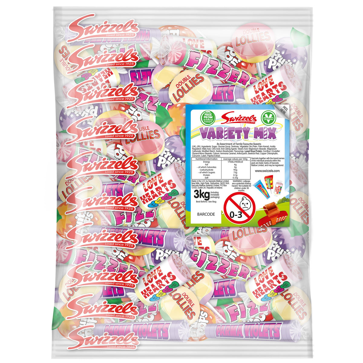 Swizzels Variety Mix, Bulk Mixed Sweets and lollipops Bag, 3 kg (Pack of 1)