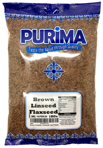 Brown Linseeds 1kg - 1 kg Flaxseeds Whole Beige Linseed Flaxseed Unmilled Flax Seed Raw Vegan Bulk (Packaging May Vary) PURIMA