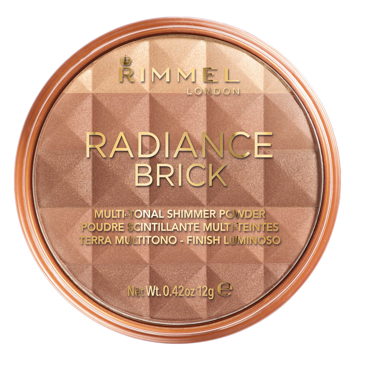 Rimmel London Radiance Shimmer Brick Pressed Bronzer, Light-As-Air Contouring Formula, 002 Medium, 12 g