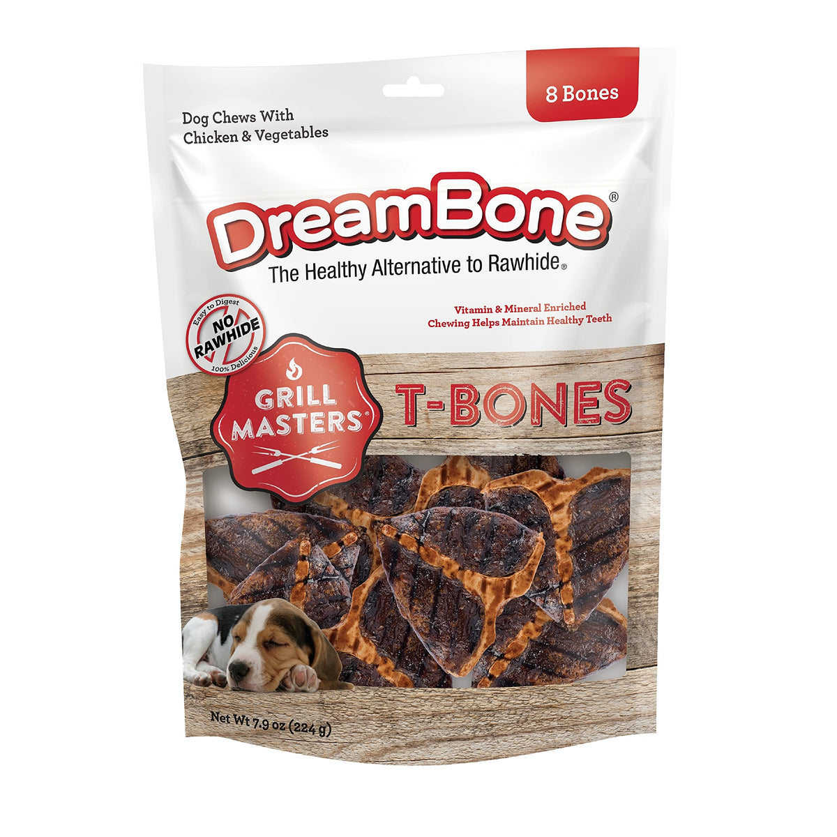 DreamBone Grill Masters T-Bones 8 Count, Small, Rawhide-Free Chews for Dogs