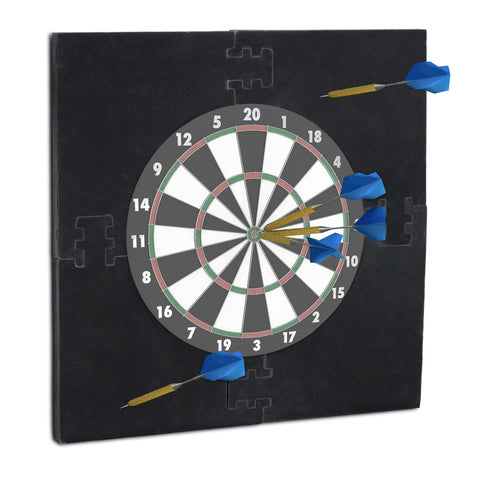 Relaxdays R6 Dartboard Surround Darts Protector Dart Backboard Wall Protection, EVA, 4 Pieces, H x W x D: 71 x 71 x 3 cm, Black