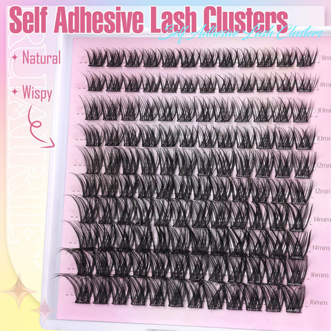 Self Adhesive Lash Clusters Eyelash Extensions Self Adhesive Eyelashes Clusters 120pcs Fluffy Wispy Self Adhesive Cluster Lashes Extensions 8-16MM Individual Lashes by Ruairie