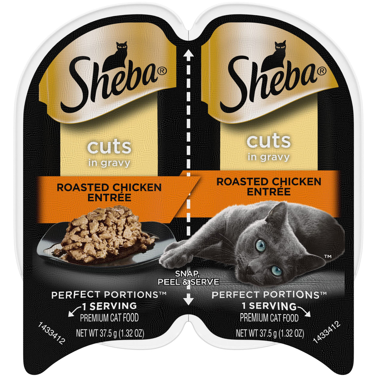 SHEBA PERFECT PORTIONS Cuts in Gravy Wet Cat Food Trays (24 Count, 48 Servings), Roasted Chicken EntrÃƒÆ’Ã†â€™Ãƒâ€ Ã¢â‚¬â„¢ÃƒÆ’Ã¢â‚¬Â ÃƒÂ¢Ã¢â€šÂ¬Ã¢â€žÂ¢ÃƒÆ’Ã†â€™ÃƒÂ¢Ã¢â€šÂ¬Ã…Â¡ÃƒÆ’Ã¢â‚¬Å¡Ãƒâ€šÃ‚Â©e, Easy Peel Twin-Pack Trays