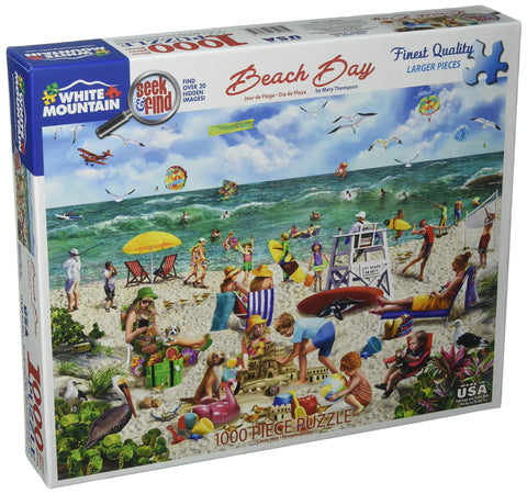 White Mountain Puzzles Beach Day Seek & Find - 1000 Piece Jigsaw Puzzle