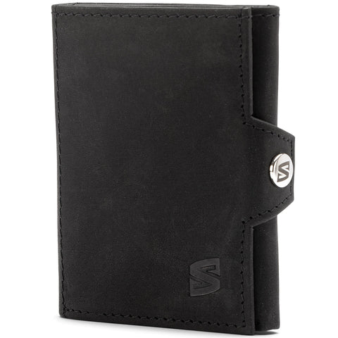 SERASAR Mens Wallet Leather [Smart] Black/Brown - Money Clip Credit Card Holder Slim Wallet for Men Card Wallet Men's Wallets Leather Wallet Mens Gifts for Birthday Id Wallet Money Wallet Flat Wallet