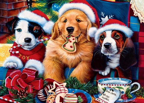 MasterPieces 500 Piece Glitter Christmas Jigsaw Puzzle - Santa Paws - 15"x21"