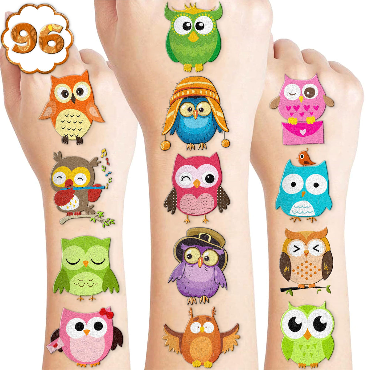 101 PCS Owl Night Birds Temporary Tattoos Themed Birthday Party Decorations Favors Supplies Decor Cute Wisdom Kawaii Intelligent Tattoo Stickers Gifts For Game Boys Girls Classroom School Prizes