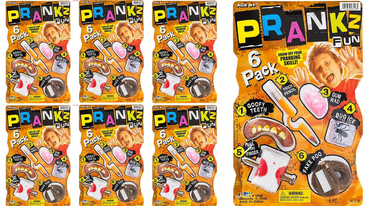 JA-RU Pranks Kit for Kids Gags Toys (6 Sets) 6 Different Cool Stuff Scary Prop Set. Party Favor Bag Toy. Prankz Gaging Fun Pranking Kit April Fools Pranks Stuff Gag Gifts Party Favor Stocker 6416-6s