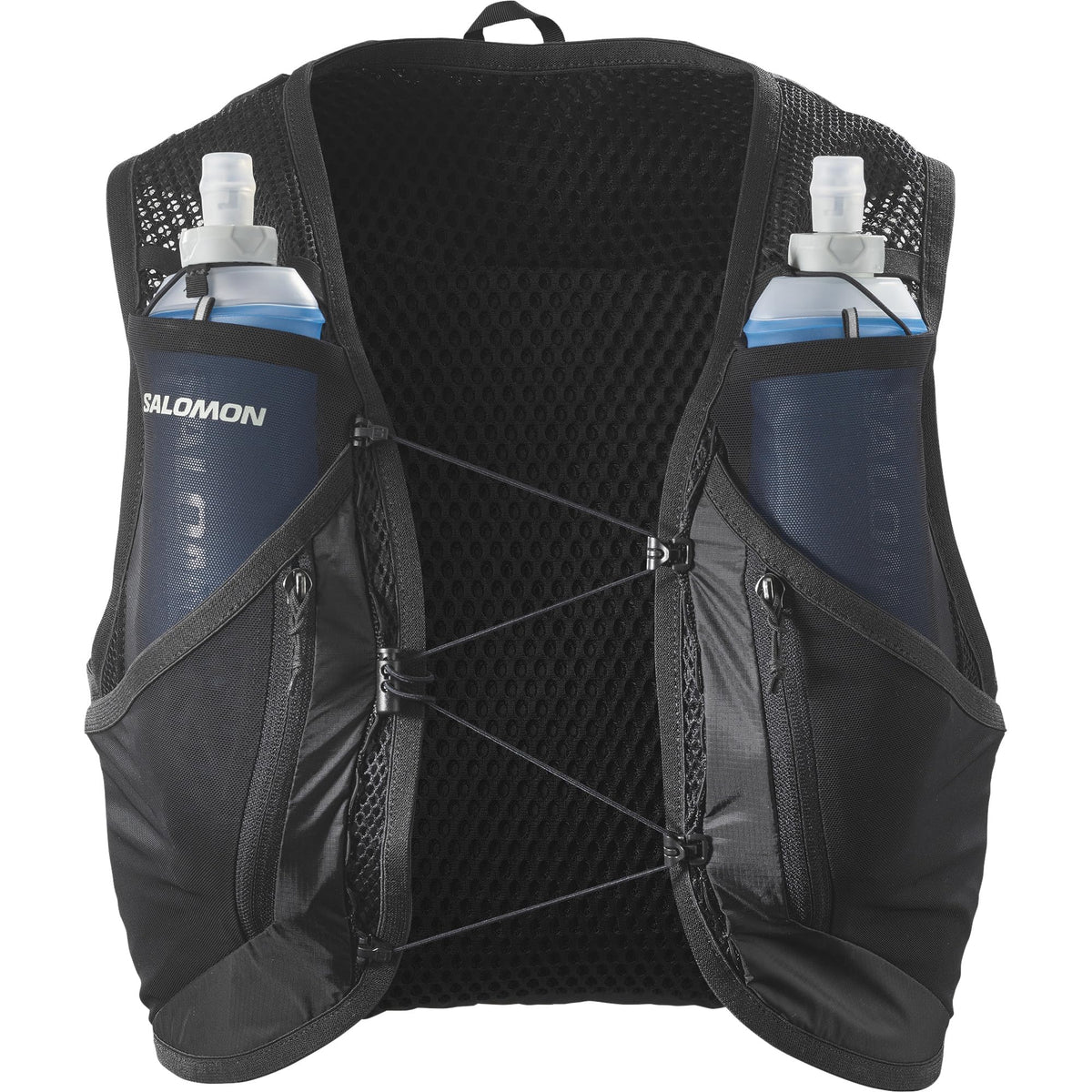 Salomon Active Skin 12 Hydration Pack Running Vest with flasks Included, Black / Metal, S