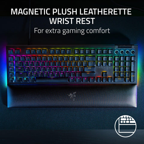 Razer BlackWidow V4 Mechanical Gaming Keyboard: Green Switches Tactile & Clicky - Chroma RGB - 6 Dedicated Macro Keys - Magnetic Wrist Rest - Doubleshot ABS Keycaps - Multi-Function Roller &Media Keys