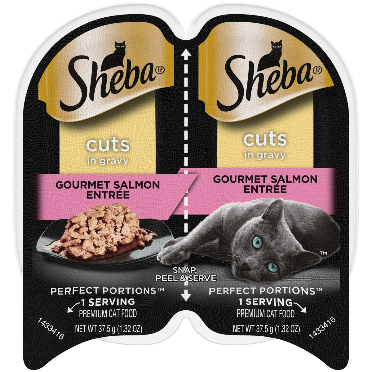 SHEBA PERFECT PORTIONS Cuts in Gravy Adult Wet Cat Food Trays (24 Count, 48 Servings), Gourmet Salmon EntrÃƒÆ’Ã†â€™Ãƒâ€ Ã¢â‚¬â„¢ÃƒÆ’Ã¢â‚¬Â ÃƒÂ¢Ã¢â€šÂ¬Ã¢â€žÂ¢ÃƒÆ’Ã†â€™ÃƒÂ¢Ã¢â€šÂ¬Ã…Â¡ÃƒÆ’Ã¢â‚¬Å¡Ãƒâ€šÃ‚Â©e, Easy Peel Twin-Pack Trays