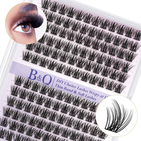 B&Q Lash Clusters B62 Clusters Lashes 144 PCS Eyelash Clusters D Curl 16mm Individual Lashes Wispy Volume False Eyelashes Soft Lightweight DIY Eyelash Extension at Home (B62,D-16mm)