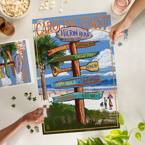 Hilton Head, South Carolina, Destinations Sign (1000 Piece Puzzle, Challenging Jigsaw Puzzle for Adults, Made in USA)