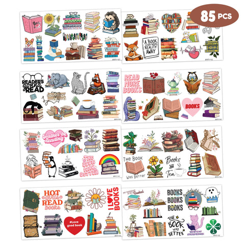 85 PCS Reading Book Library Temporary Tattoos Sticker Booklish Nerd Birthday Party Decorations Favors Supplies Gifts Boys Girls Teachers Adult Cute Inspirational Tattoo School Prizes Reward Themed