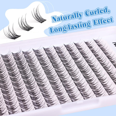 Natural Lash Clusters DIY Eyelash Extension Wispy 144 Pcs Individual Cluster Lashes Extension at Home C Curl 9-11MM Eyelash Cluster Faux Mink False Lashes by Newcally