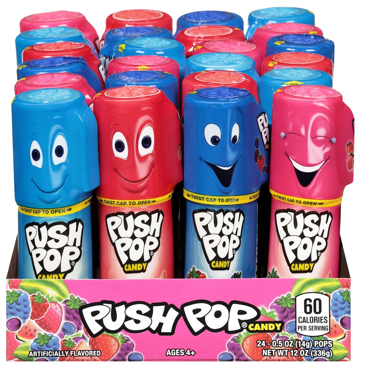 Push Pop Individually Wrapped Bulk Easter Lollipop Variety Party Pack - 24 Count Lollipop Suckers in Assorted Fruity Flavors - Candy Easter Basket Stuffers For Kids Candy Gifts and Easter Party Favors